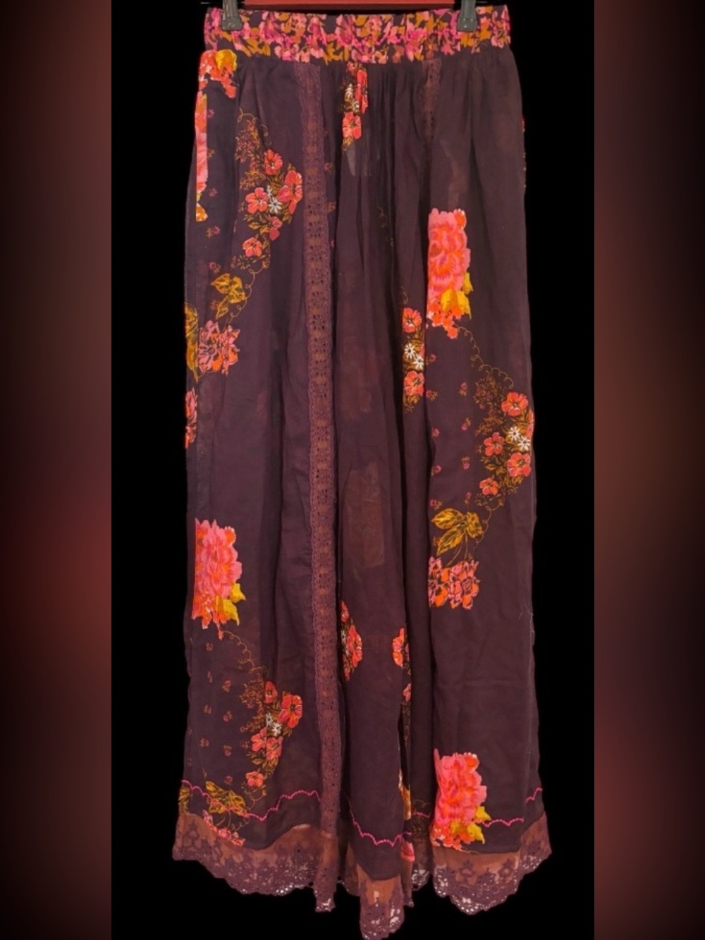 NWT Free People M Intimately Hey Lover Printed Sleep Pants in Plum Combo New - Picture 4 of 5